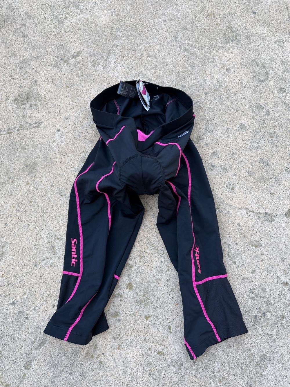 Santic Women's Black/Pink Padded Power -dry Cycling Leggings Size M NWT